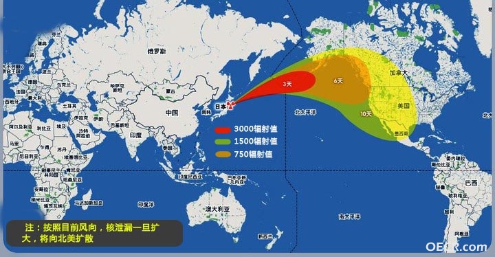 核泄漏可能扩散范围